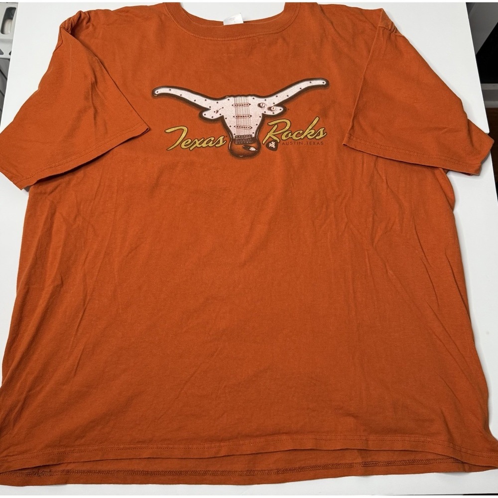 Anvil Men's Texas Longhorn‎ Shirt Orange Size XXL - Vintage